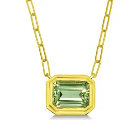 Heavy Bezel Set Green Quartz Necklace