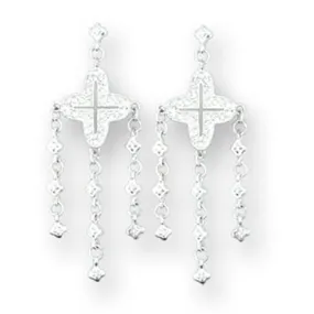 High-Polished 925 Sterling Silver Earrings with AAA Grade CZ in Clear for Women Style 414222