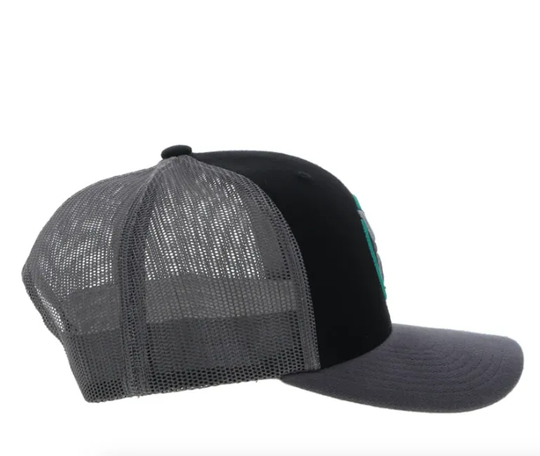 Hooey Strap Roughy Black & Grey Trucker Snapback Hat 4031T-BKGY