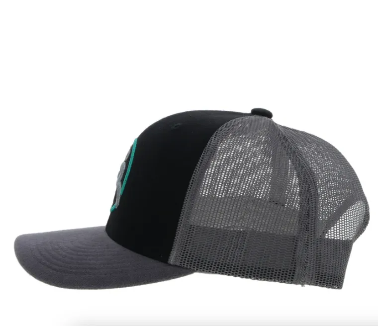 Hooey Strap Roughy Black & Grey Trucker Snapback Hat 4031T-BKGY