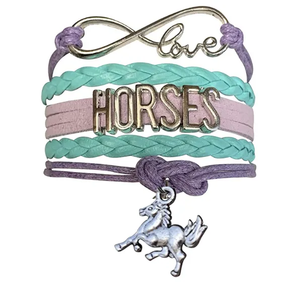 Horse Teal Purple Bracelet - Pick Charm