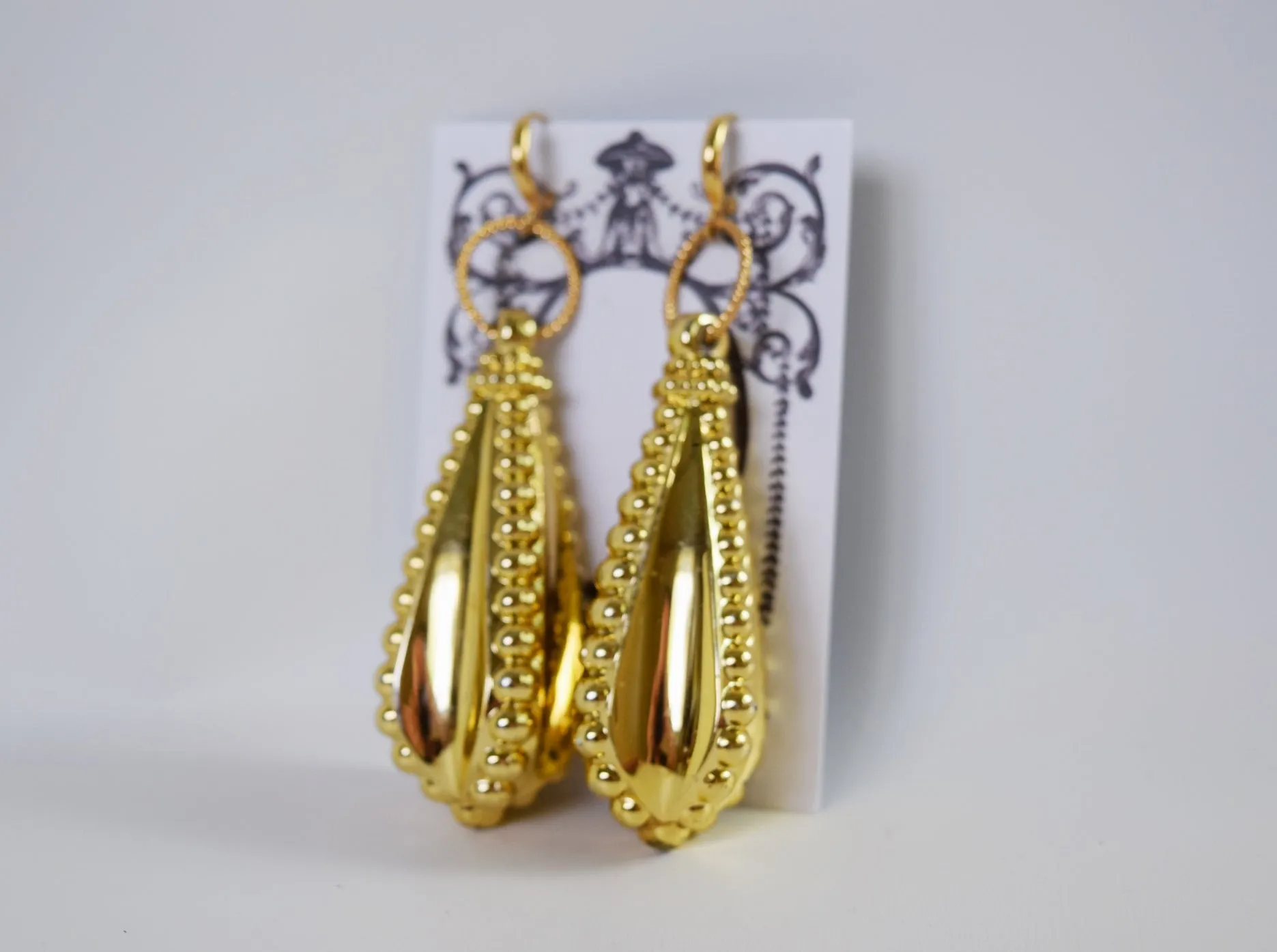 Huge 1830s Golden Drop Earrings