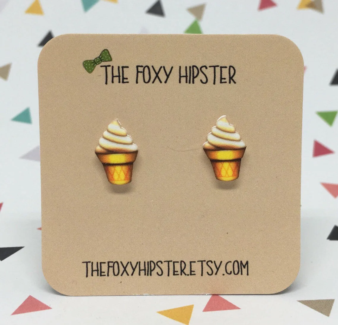 Ice Cream Cone Emoji stud Earrings