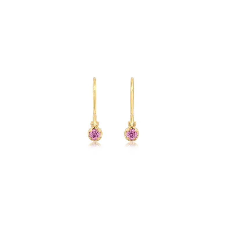 Illusion Set Pink Sapphire Drop Earrings