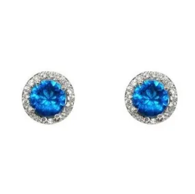 Isla Sapphire Round Halo CZ Stud Earrings – 10mm | 1.2ct