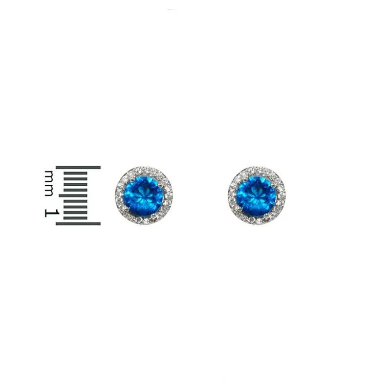 Isla Sapphire Round Halo CZ Stud Earrings – 10mm | 1.2ct