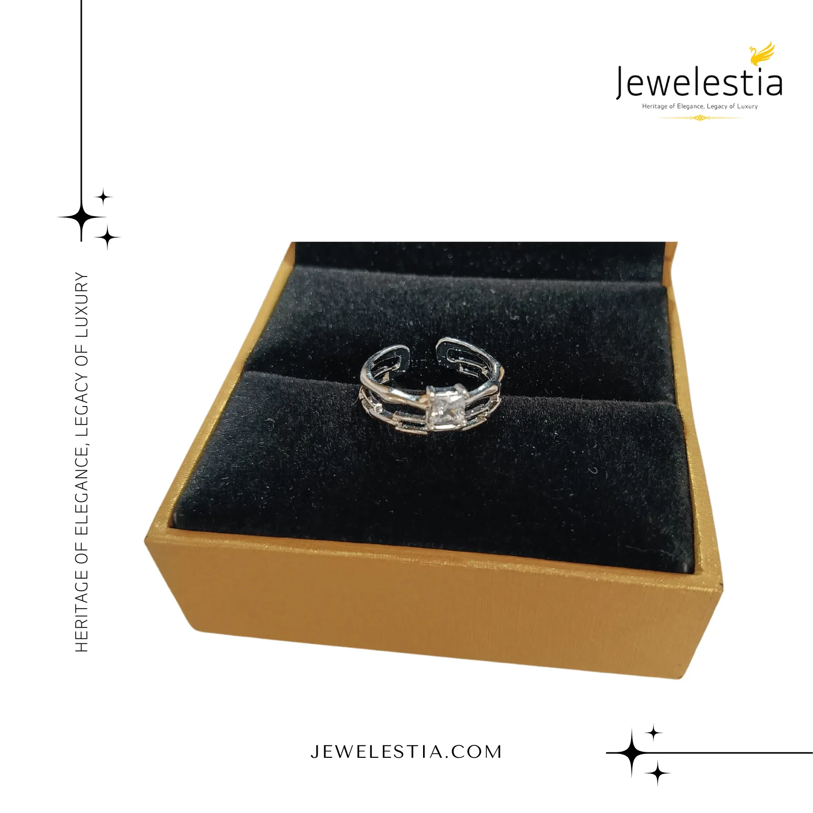 Jewelestia Geometric Charm Ring