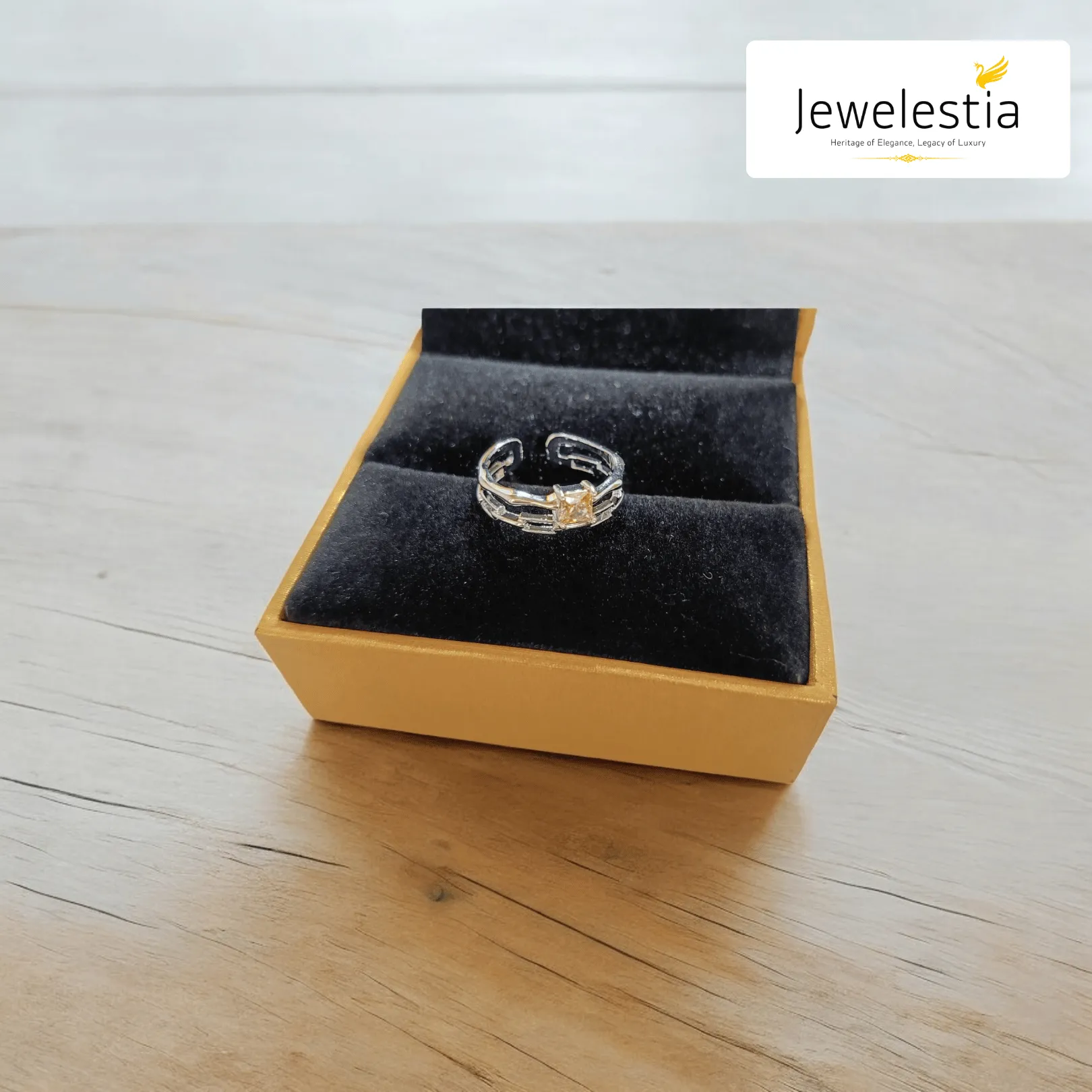 Jewelestia Geometric Charm Ring