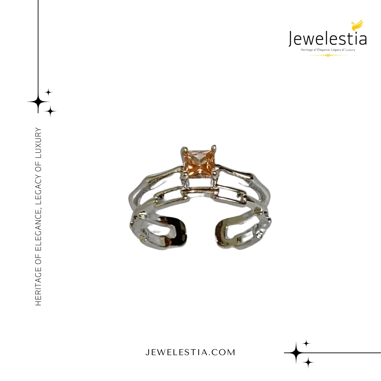 Jewelestia Geometric Charm Ring