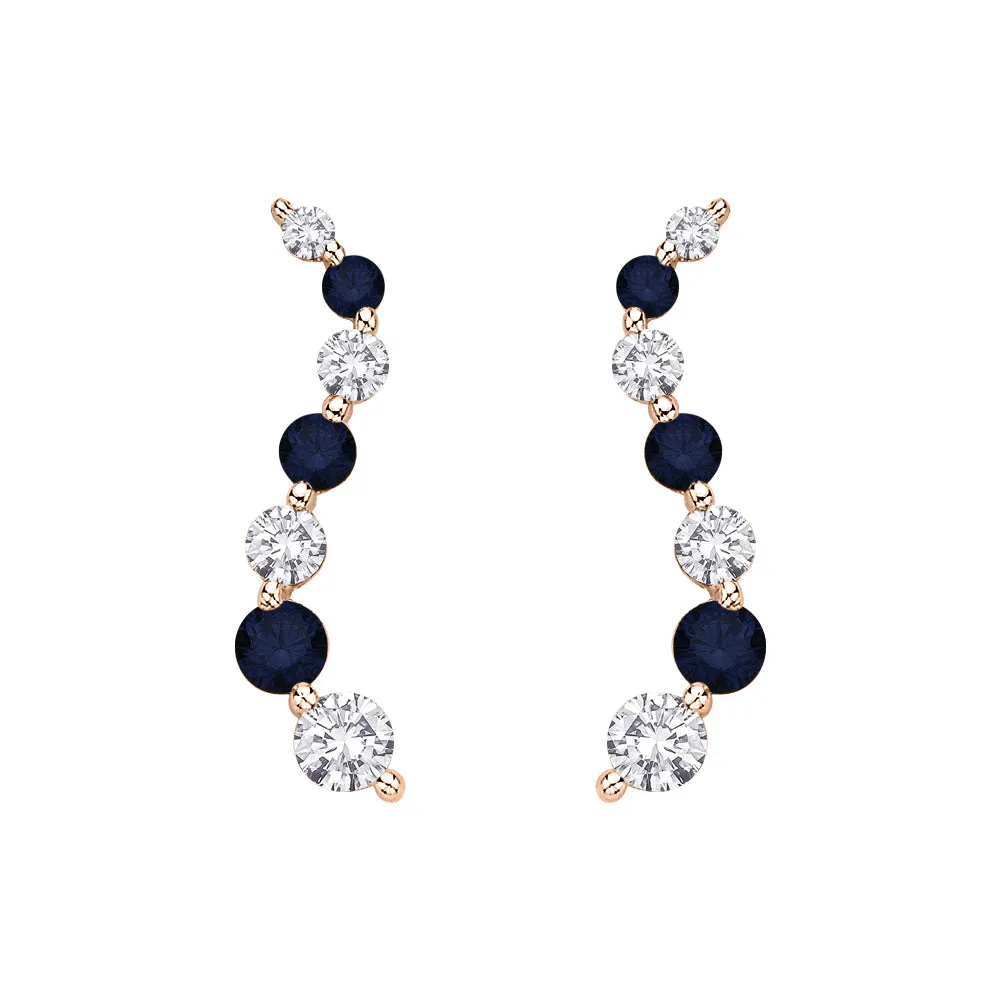 KATARINA Diamond and Sapphire "Journey of Love" Earrings (1/5 cttw)