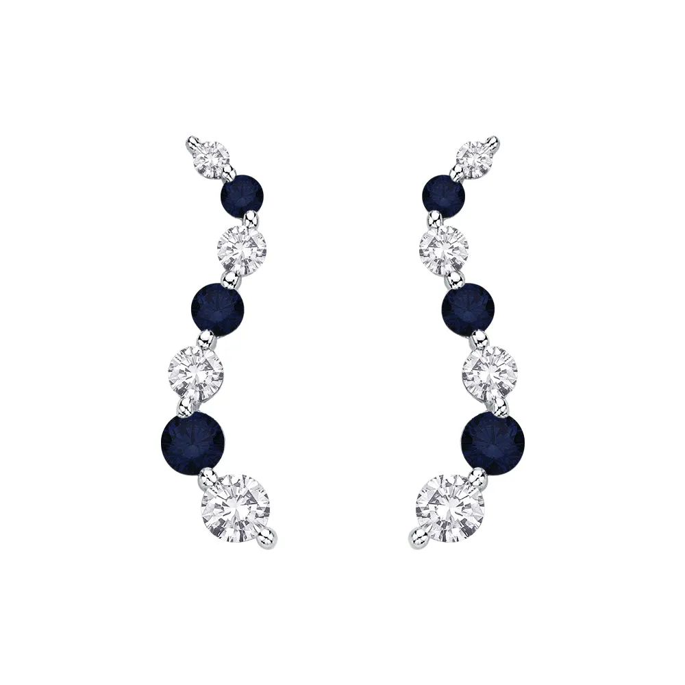 KATARINA Diamond and Sapphire "Journey of Love" Earrings (1/5 cttw)