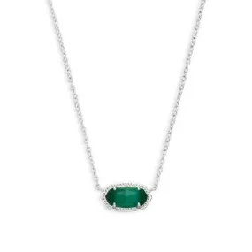 Kendra Scott Elisa Necklace Rhodium Emerald Cat's Eye