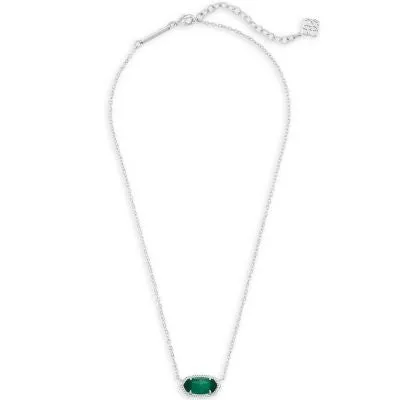 Kendra Scott Elisa Necklace Rhodium Emerald Cat's Eye