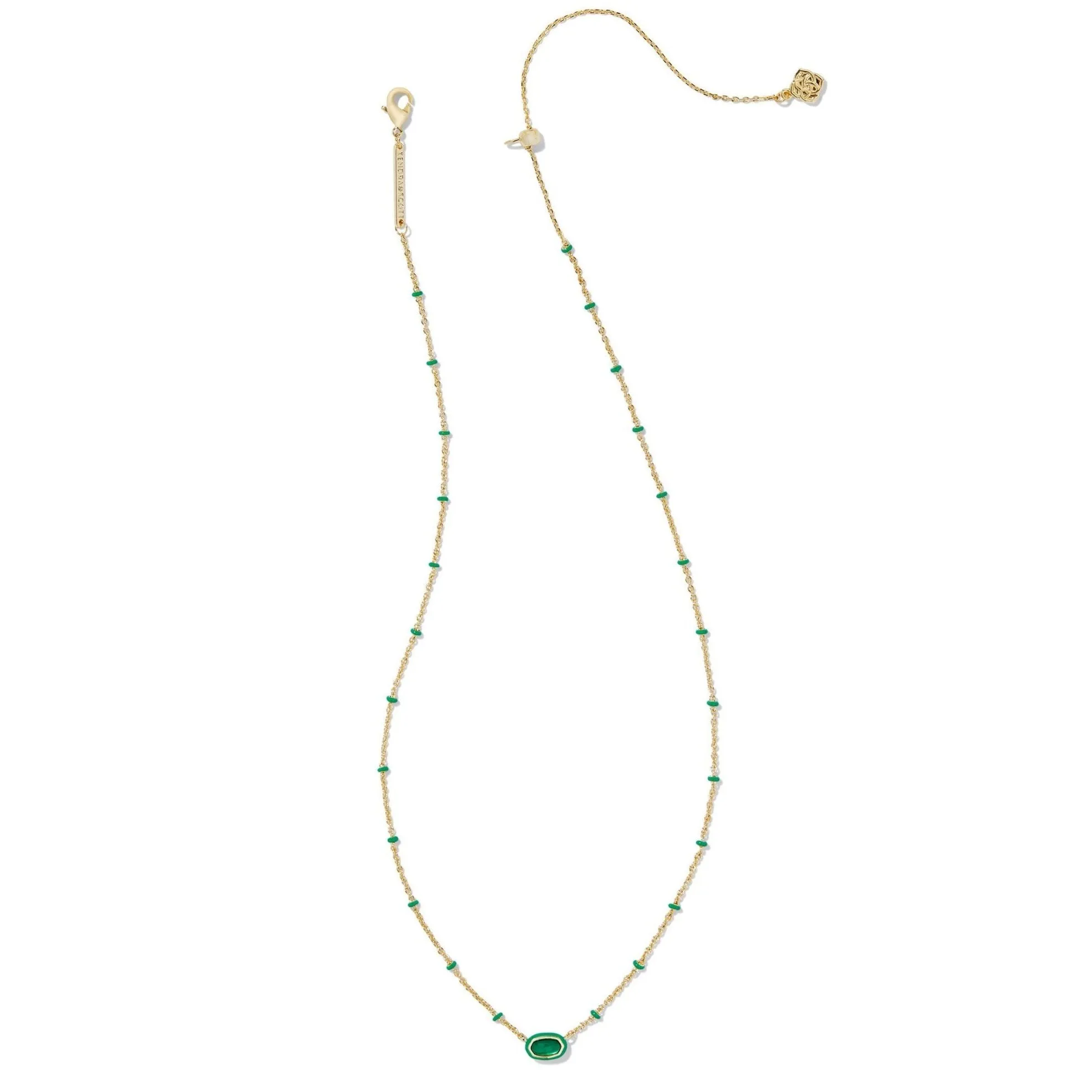 Kendra Scott | Mini Elisa Gold Enamel Frame Short Pendant Necklace in Emerald Illusion