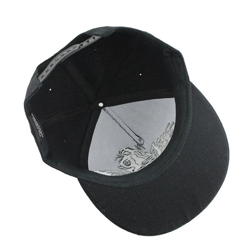 Koi Fish Embroidery Street Style Snapback Hip Hop Cap