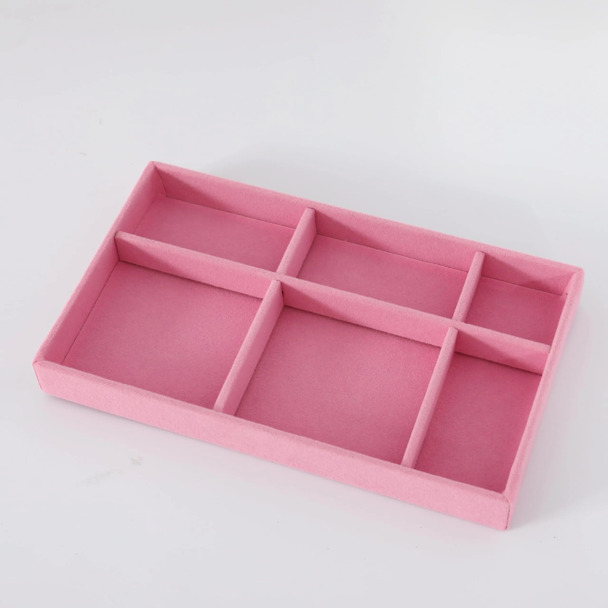 Kuber Industries 4 Pieces Velvet Jewelry Trays Organizer | Jewelry Storage Box | Jewelry Organizer | Showcase Holder Dresser Organizer for Earring Necklace Bracelet Ring |Pack of 1 | YBL4-04 | Pink