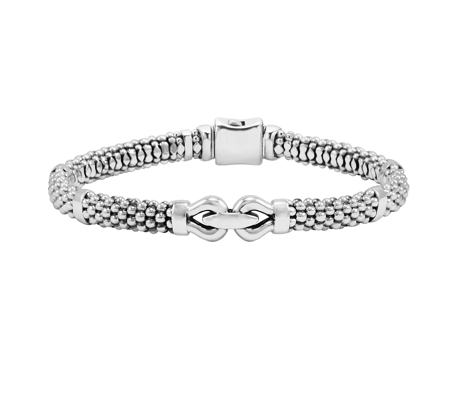 LAGOS Derby 6mm Silver Caviar Buckle Bracelet