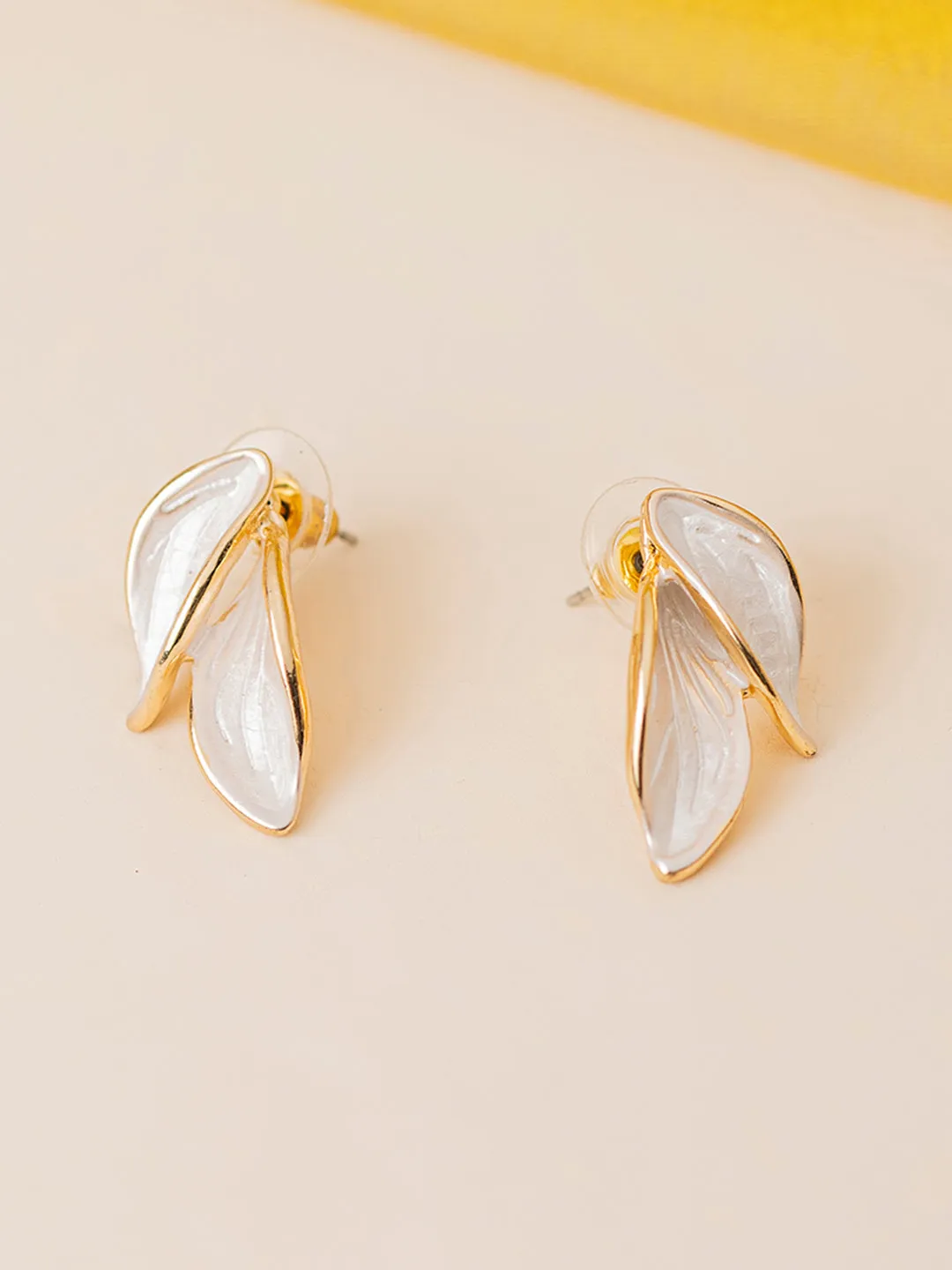 Leaf Shaped Earrings with Gold Trim|Elegant and Timeless Jewelry for Any Occasion