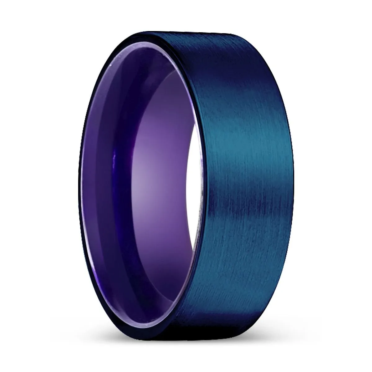 LEVIAN | Purple Ring, Blue Tungsten Ring, Brushed, Flat