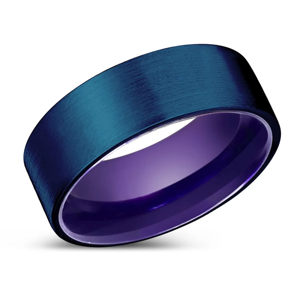 LEVIAN | Purple Ring, Blue Tungsten Ring, Brushed, Flat