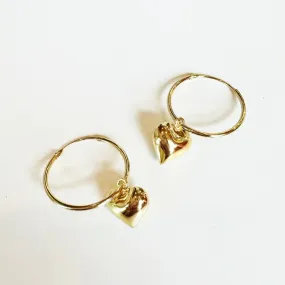 “Little moments” Gold Heart Hoop Earrings