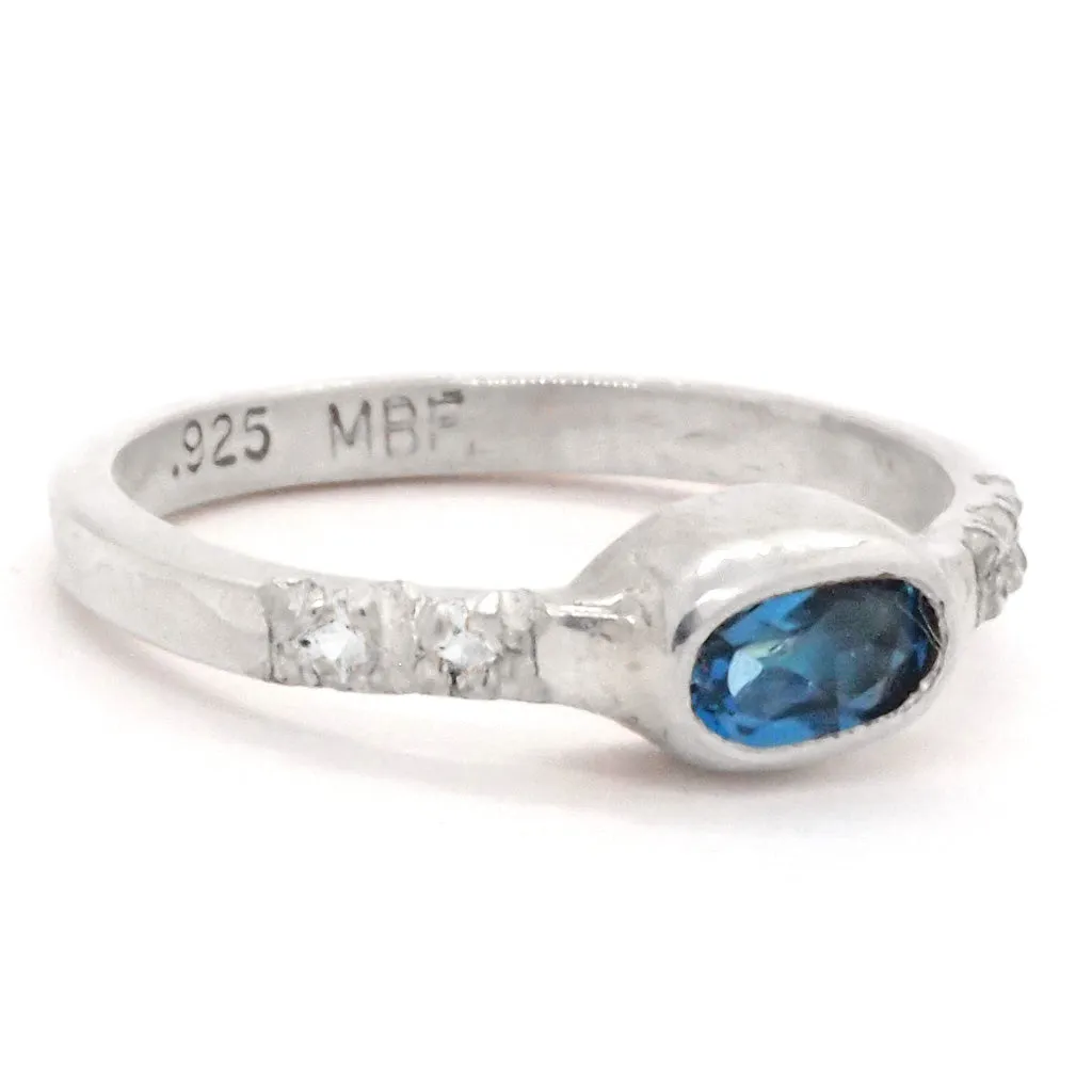 London Blue Topaz & Diamonds Ring (size 6)