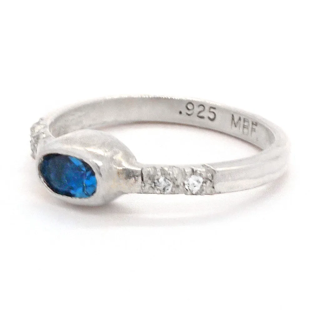 London Blue Topaz & Diamonds Ring (size 6)