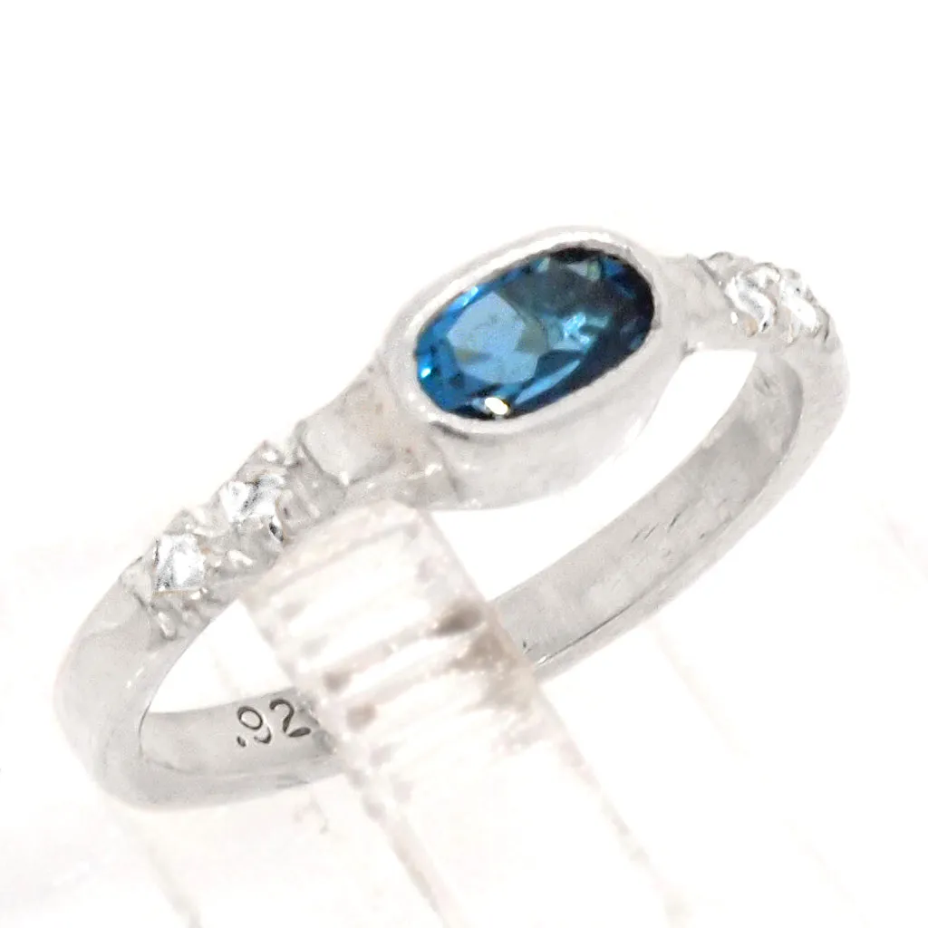 London Blue Topaz & Diamonds Ring (size 6)