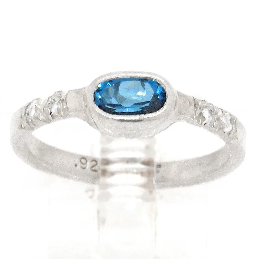 London Blue Topaz & Diamonds Ring (size 6)