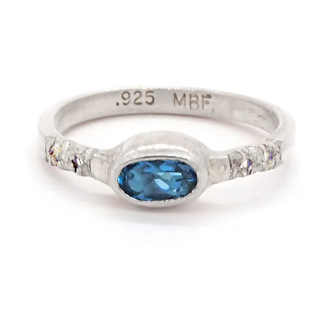 London Blue Topaz & Diamonds Ring (size 6)