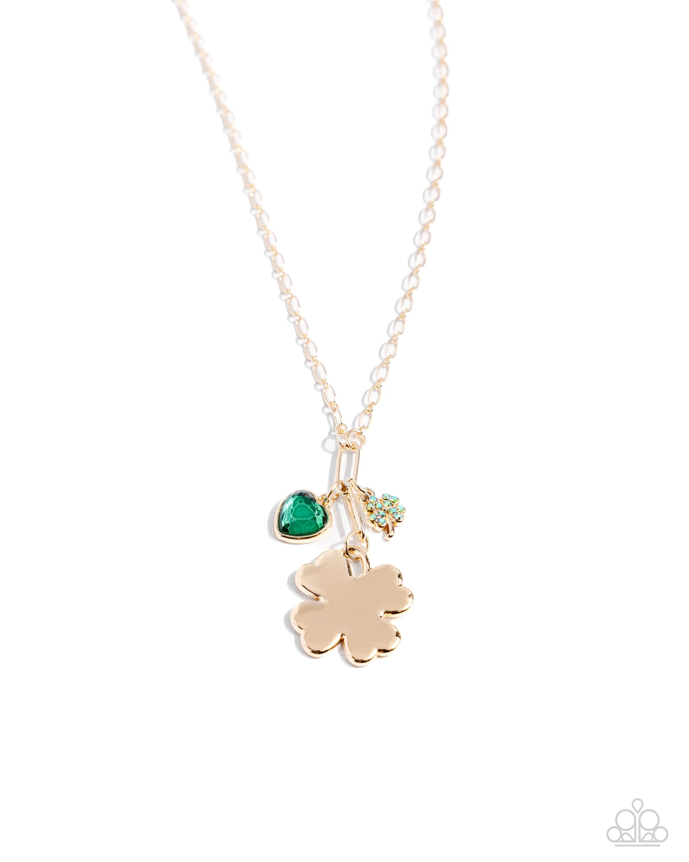 Luck of the Draw - Green and Gold Necklace - Paparazzi Accessories