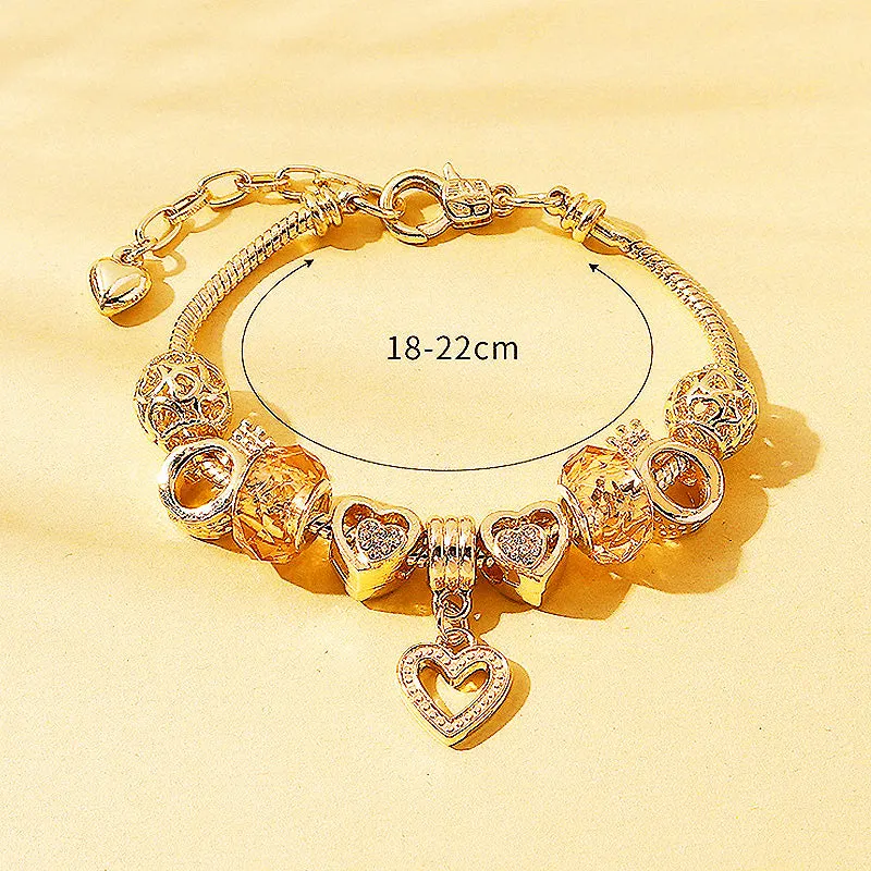 Luxe6100 - Peach Heart Charm Bracelet