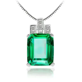 Luxury 6ct Created Green Nano Russian Emerald Pendant 925 Sterling Silver Pendant Fashion Jewelry Without Chain