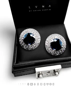 #LVNA2024 | Blue Sapphire Gemstone Halo Diamond Earrings