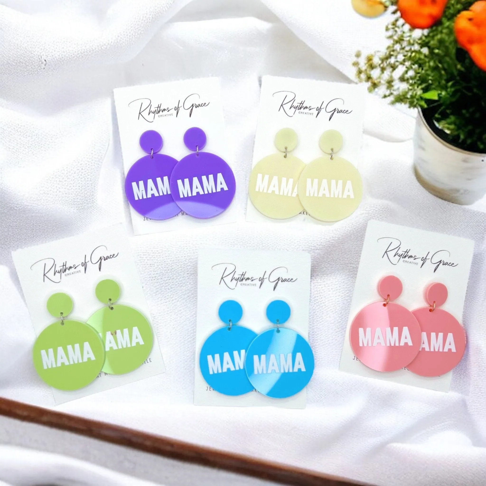 MAMA Earrings - Handmade Earrings, Baby Shower, New Mom, Mother’s Day, Mom Earrings, Momma Earrings, Pregnancy Announcement, Gender Reveal