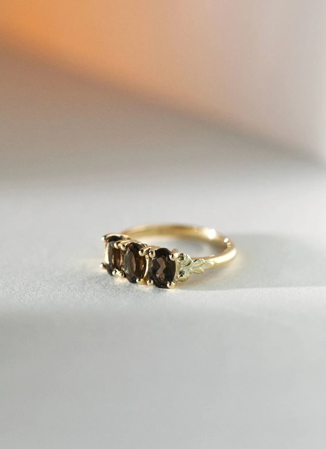 Max smoky quartz  ring 14k gold