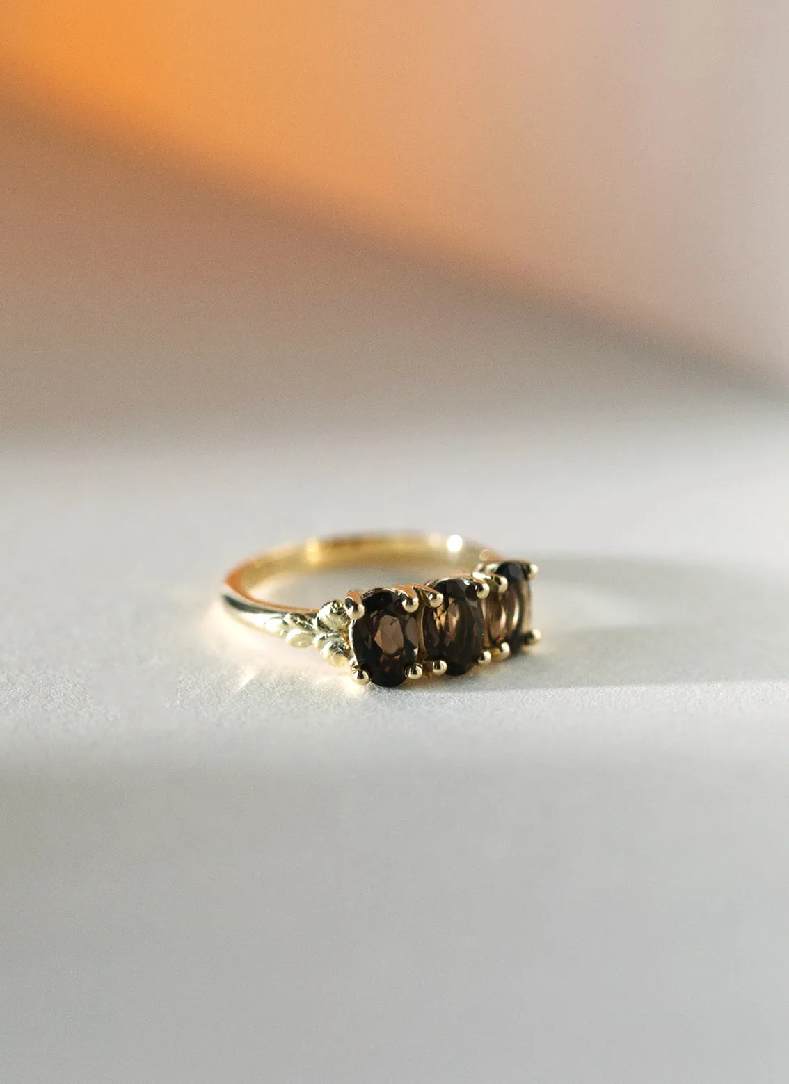 Max smoky quartz  ring 14k gold