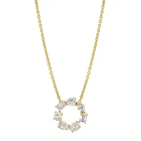 Michael M 18K Yellow Gold Diamond Montage Circle Necklace P405