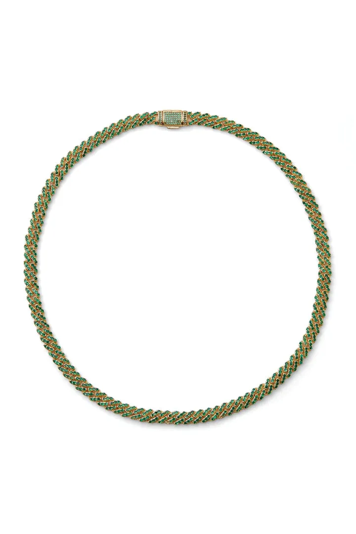 Micro Mexican Chain Necklace, Emerald