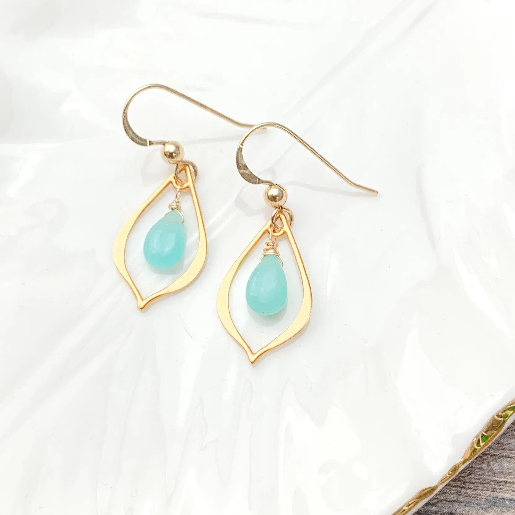 Mini Amazonite Petal Earrings