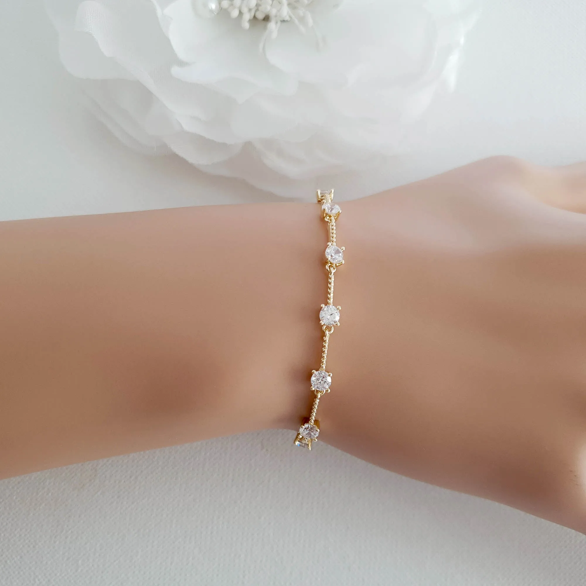 Minimalist Silver Bracelet for Brides-Ginger