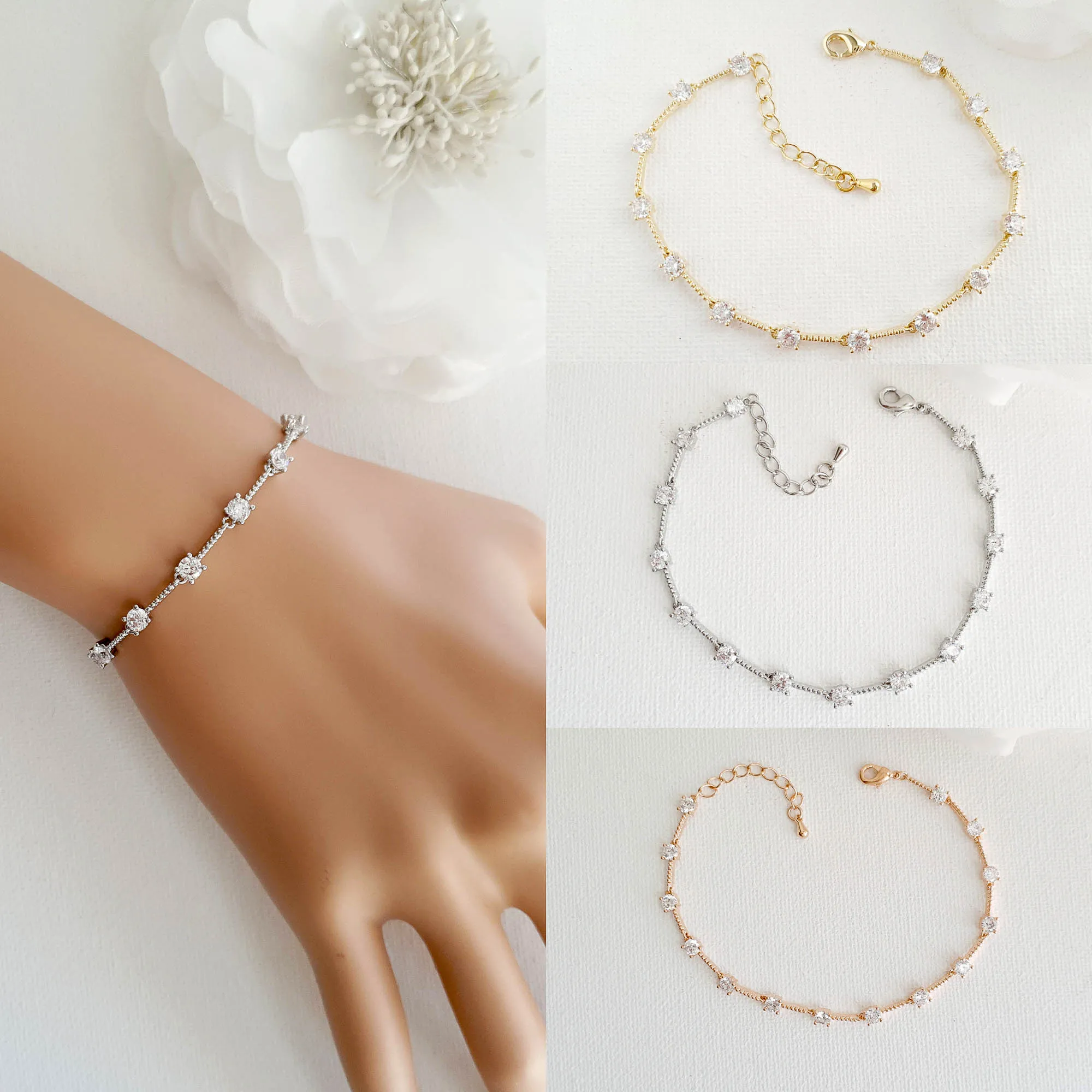 Minimalist Silver Bracelet for Brides-Ginger