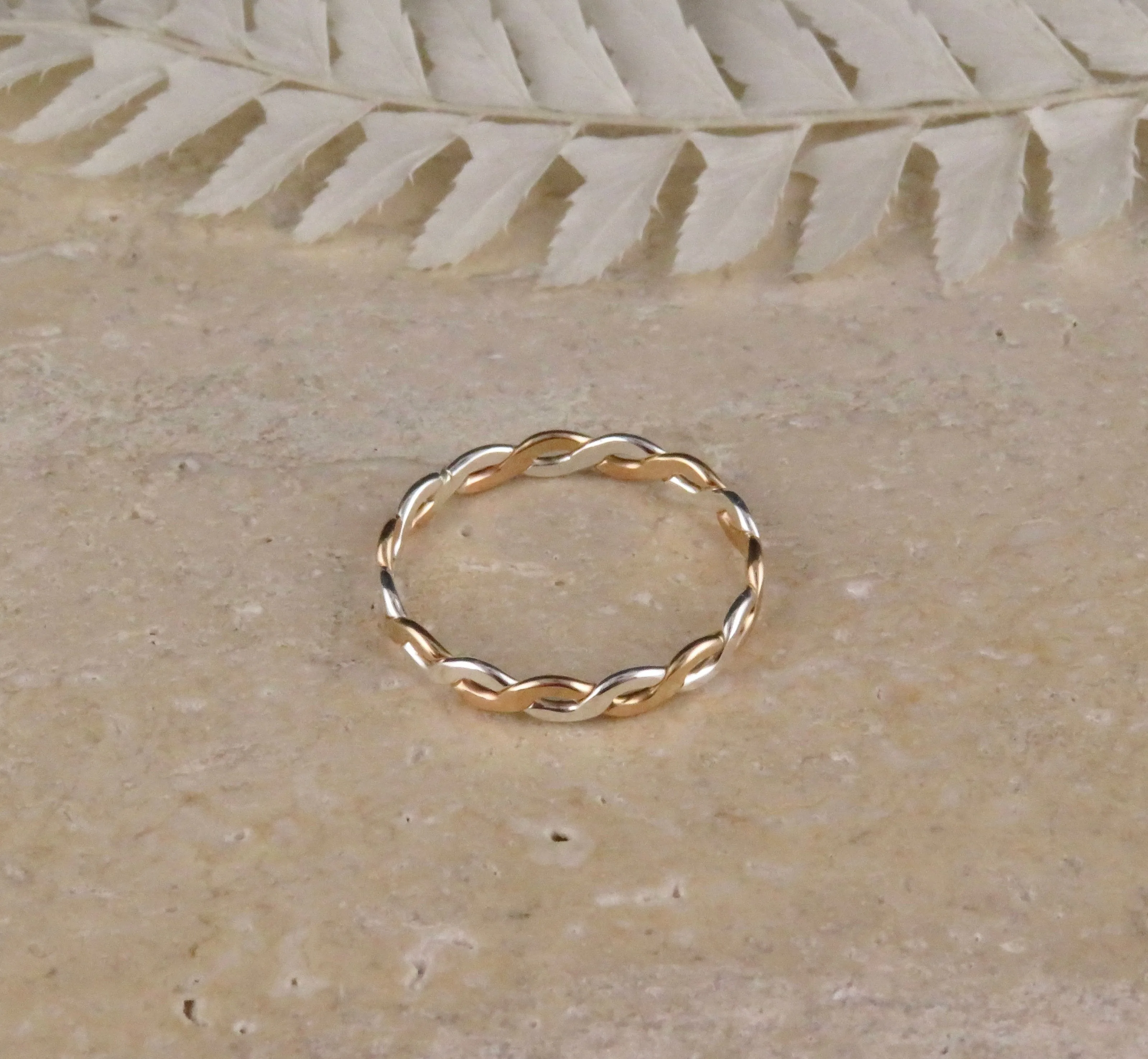 Mixed Metal Hammered Twist Ring