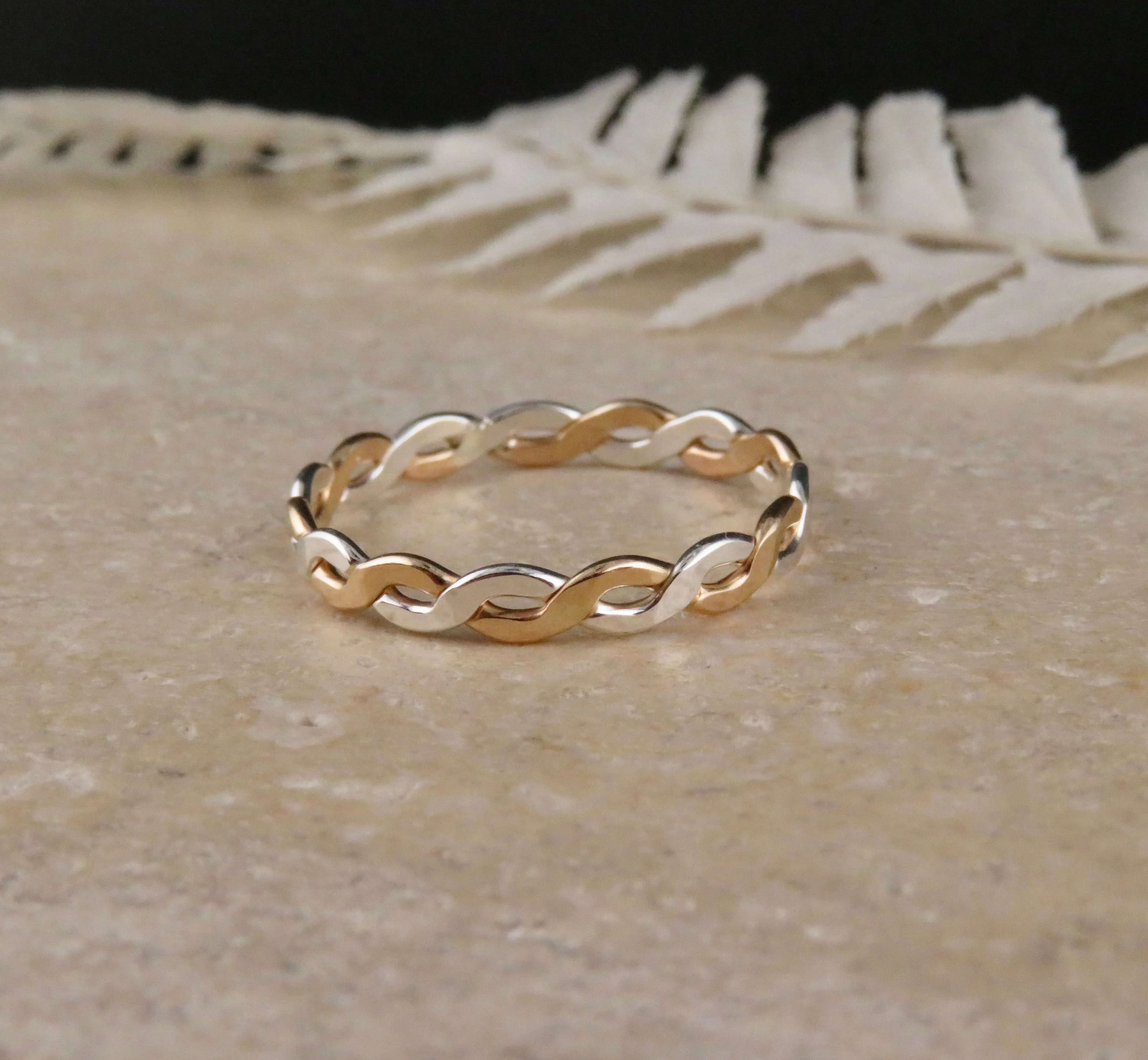 Mixed Metal Hammered Twist Ring