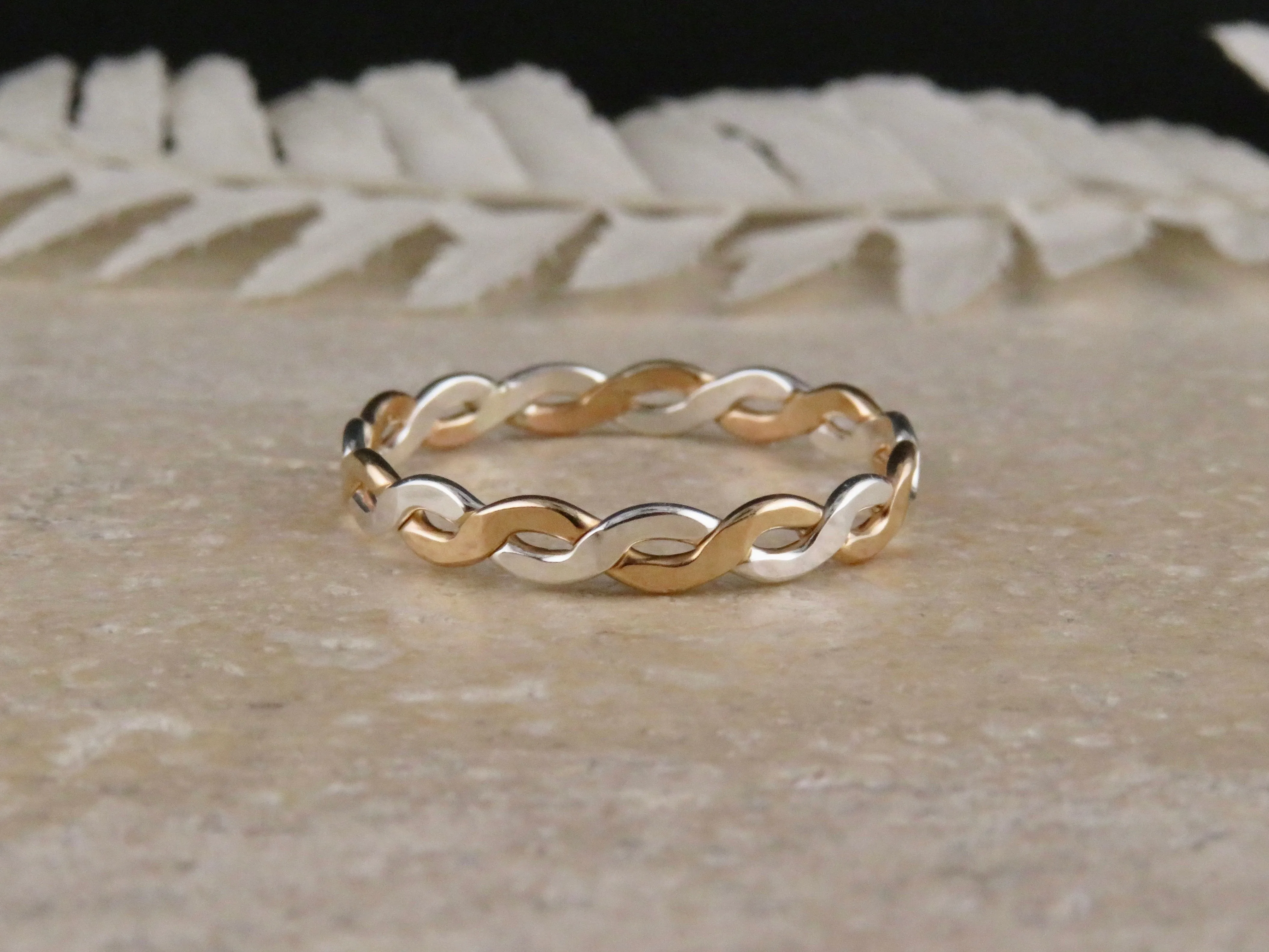 Mixed Metal Hammered Twist Ring