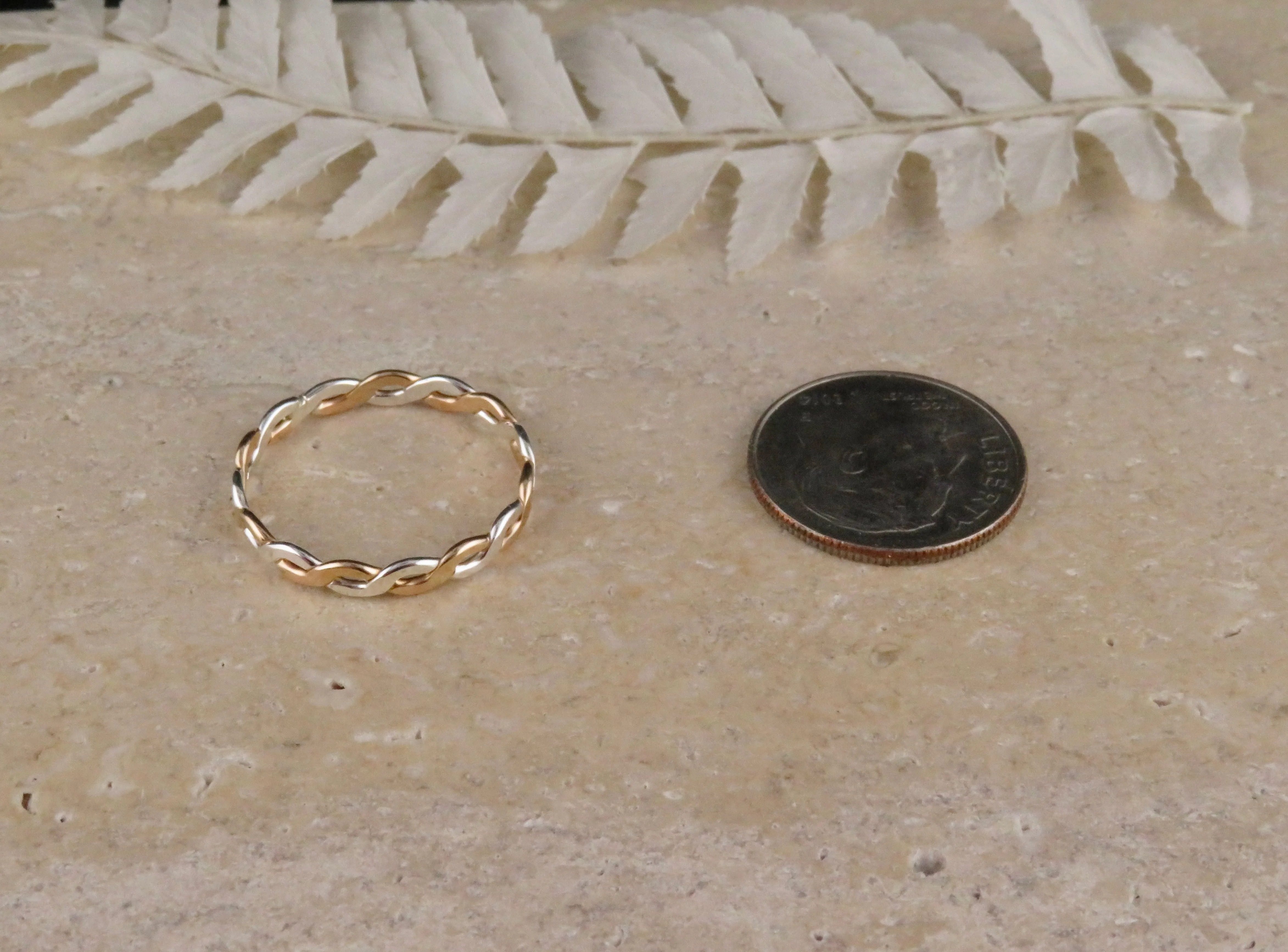 Mixed Metal Hammered Twist Ring