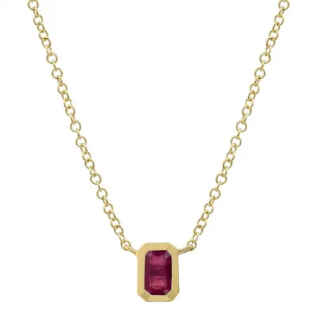 Mixed Shapes Gemstone Bezel Pendant Necklace