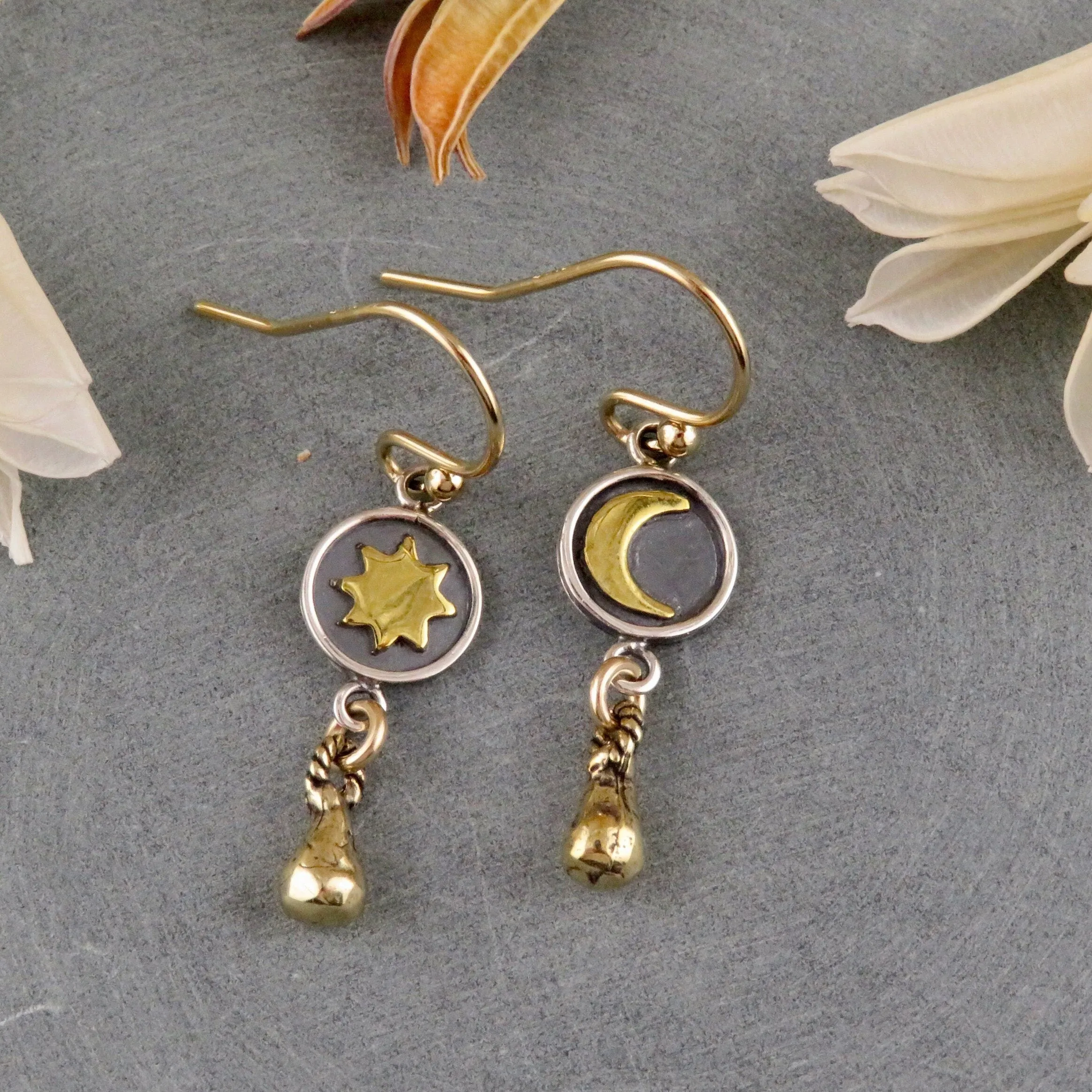 Moon and Sun Drop Earrings