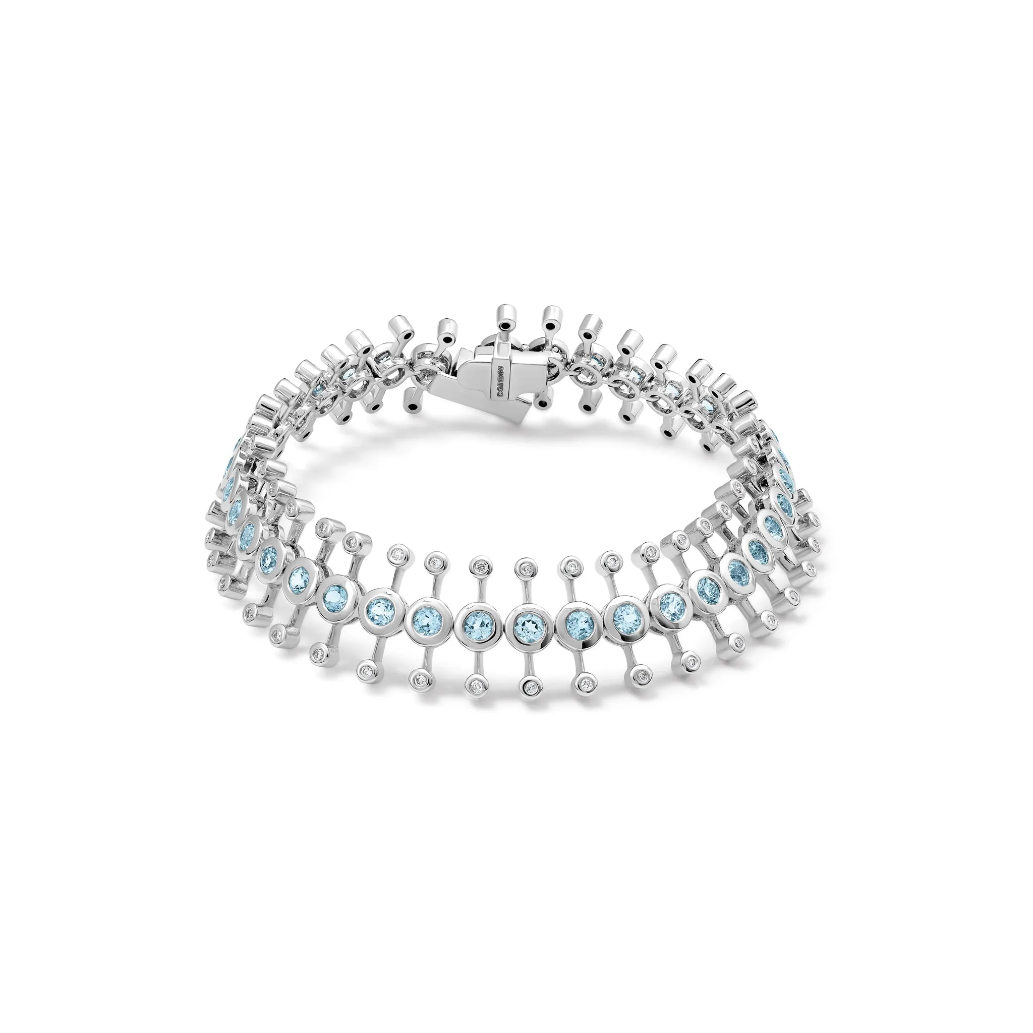 Mosaic Astrantia Bracelet 18ct White Gold -  Aquamarine & Diamond