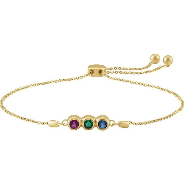 Mother's Family Bezel-Set Adjustable Slide Bracelet